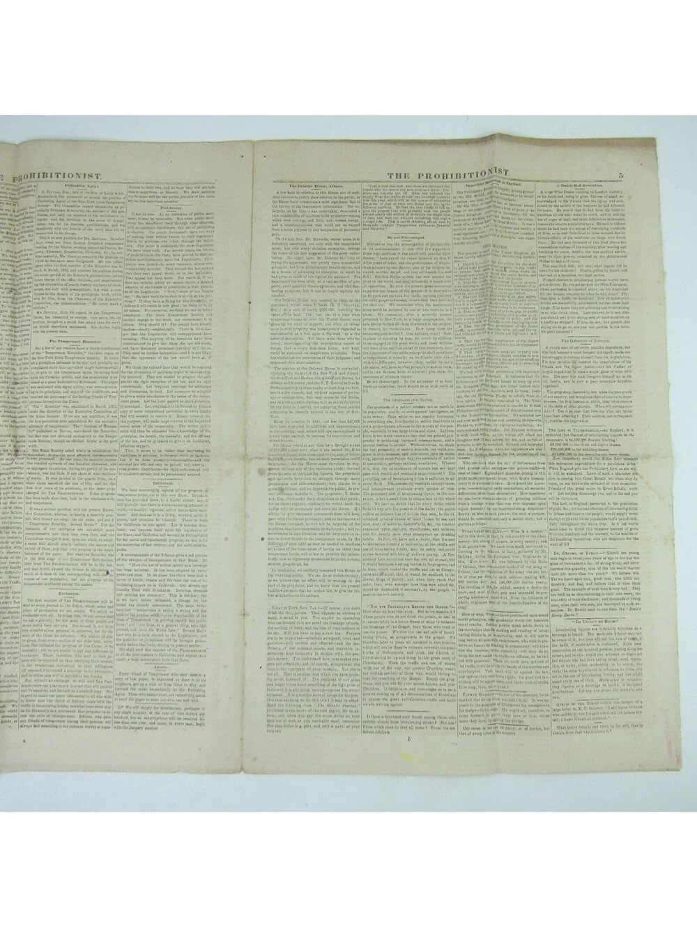 The Prohibitionist Newspaper New York Temperance Society #1 Antique 1854 RARE
